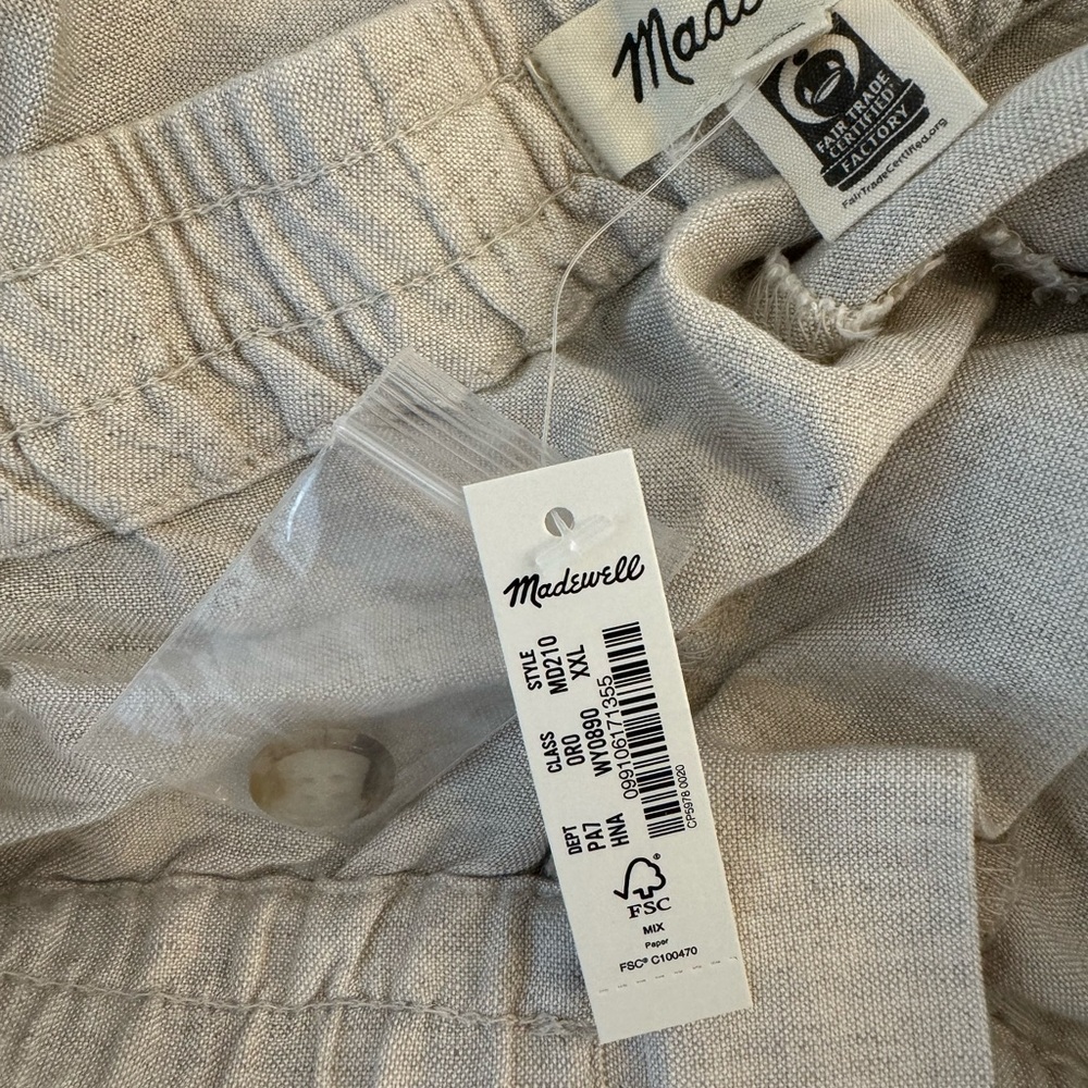 Madewell NWT Linen-Blend Track Trousers XXL Tan - Picture 7 of 11